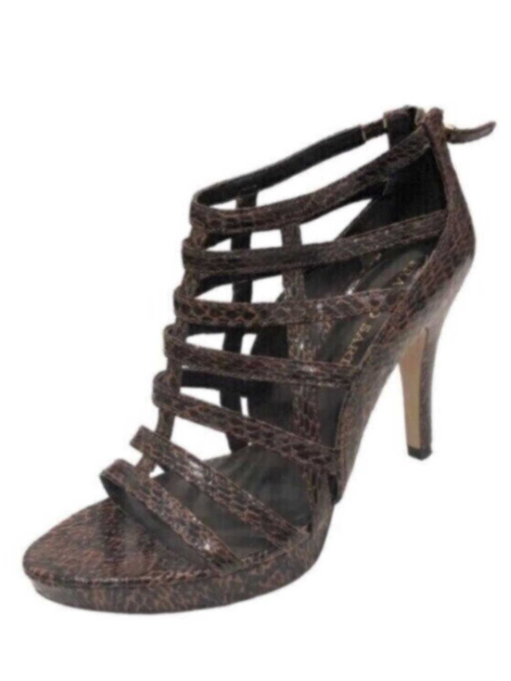 Franco Sarto Brown Leopard Print Strappy Gladiator Stiletto Heels 9